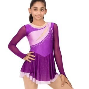 IKAANYA Girls/Women Leotard Dress for Rhythmic Gymnastics, Figure Skating, Dance or Performance